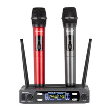 Wireless Microphone System, VHF Fixed Dual Frequency Wireless Set with 2 Hand...