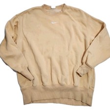 Nike Sweatshirt Womens S Crewneck Peach Fleece Oversized Center Swoosh