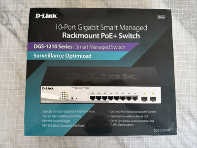 D-Link 10-Port Gigabit Smart Managed PoE+ (65W) Switch [DGS-1210-10P] **NEW**