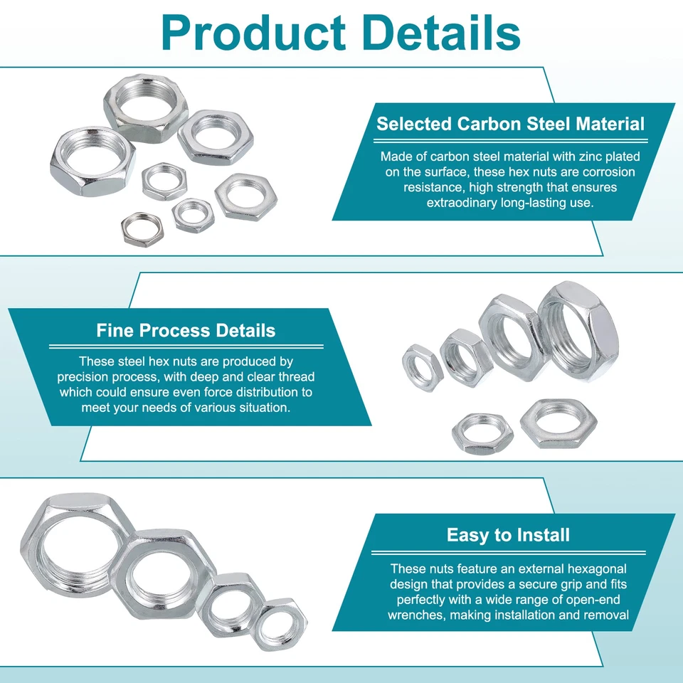M20x1.5x8mm Sechskantmuttern 12Stk 27mm Befestigungselemente - Bild 3 von 4