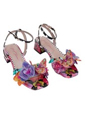 Betsey Johnson Maranda Black Multi Floral Butterfly Applique 2" Block Sz 5.5M