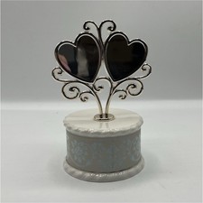 Double Heart Wedding Cake Topper Lenox Silver & White Ceramic
