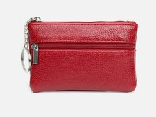 Women Key Ring Leather Mini Purse coin Small Change Bag Card Wallet Pouch Zip up