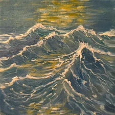 Original Artwork OIL CANVAS Painting WAVE 10x10 Landscape Impressionism Seascape