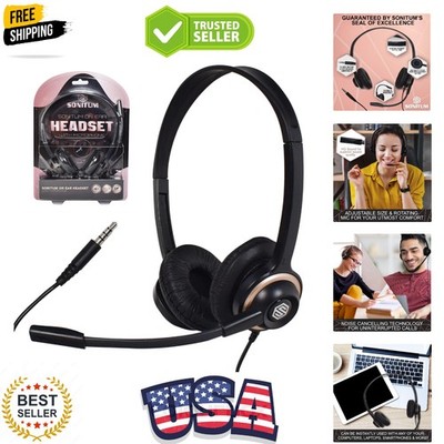 Headset with Microphone - Noise Canceling Computer Headset for Office, Meetin...