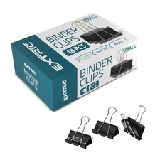 Binder Clips - 48 Small Binder Clips, 0.75 Inch Black Paper Clamps, File Clip...