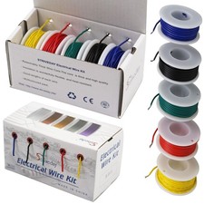 18 AWG Hook Up Wire, 1007 Stranded Tinned Copper Wire, 300V 80°C UL Recognized F