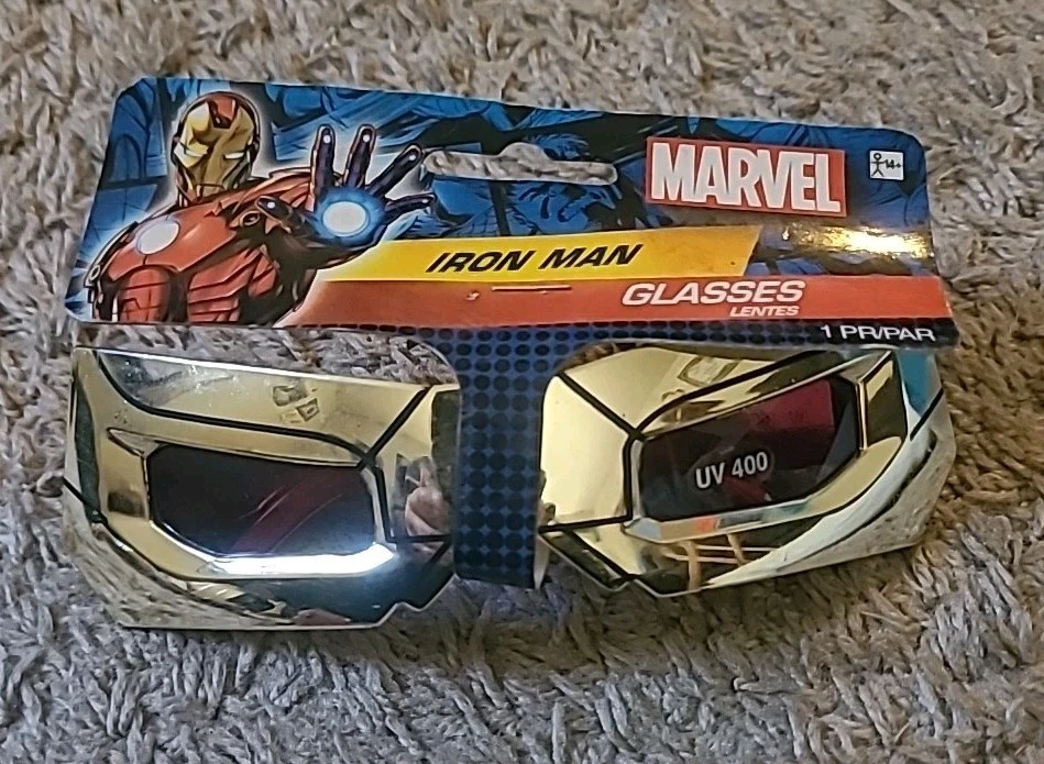 14+ Marvel Iron Man Glasses Costume Accessory Shiny Gold & Red 