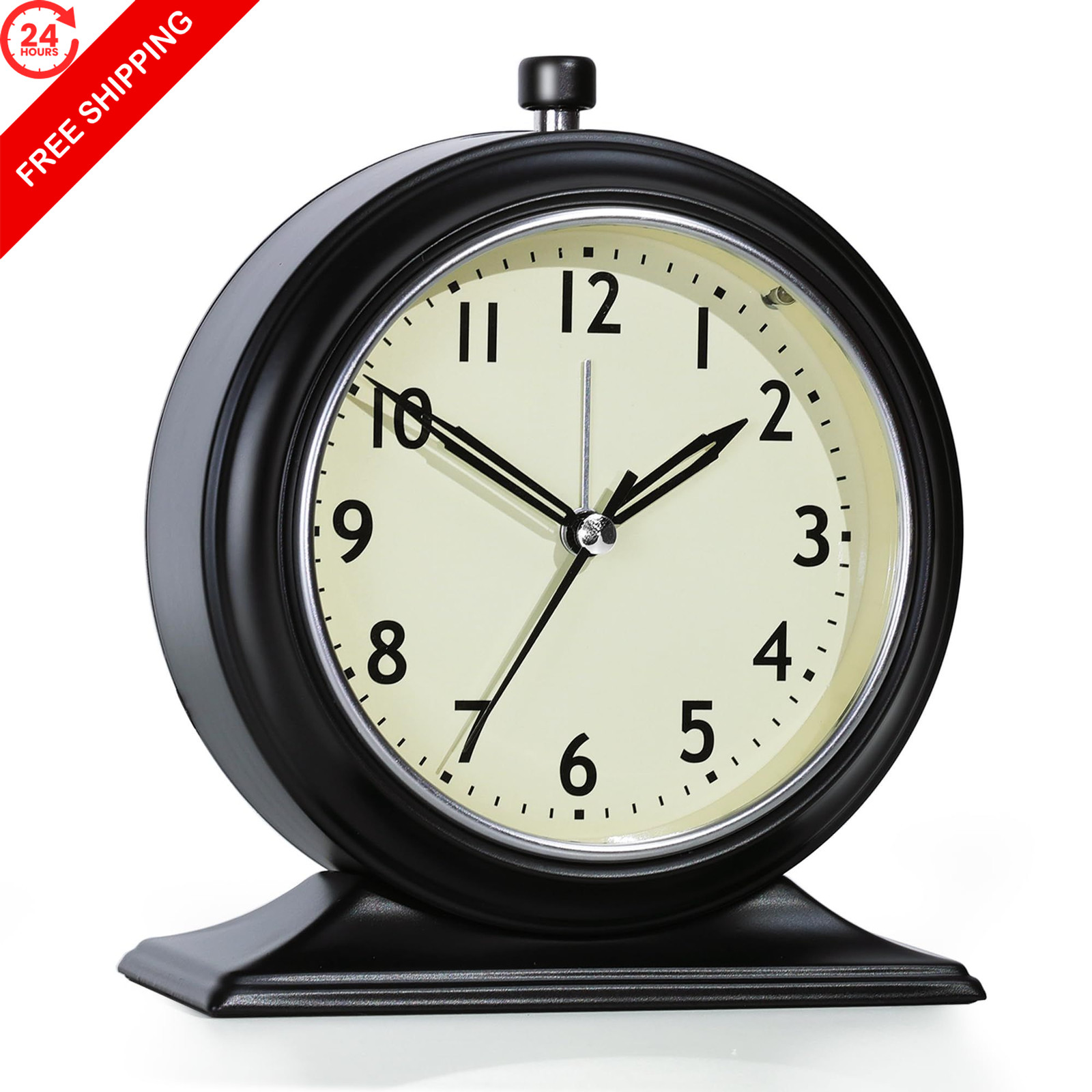 AYRELYยฎ 5.5" Vintage Metal Alarm Clock, Desk and Table Clock for Small, Black