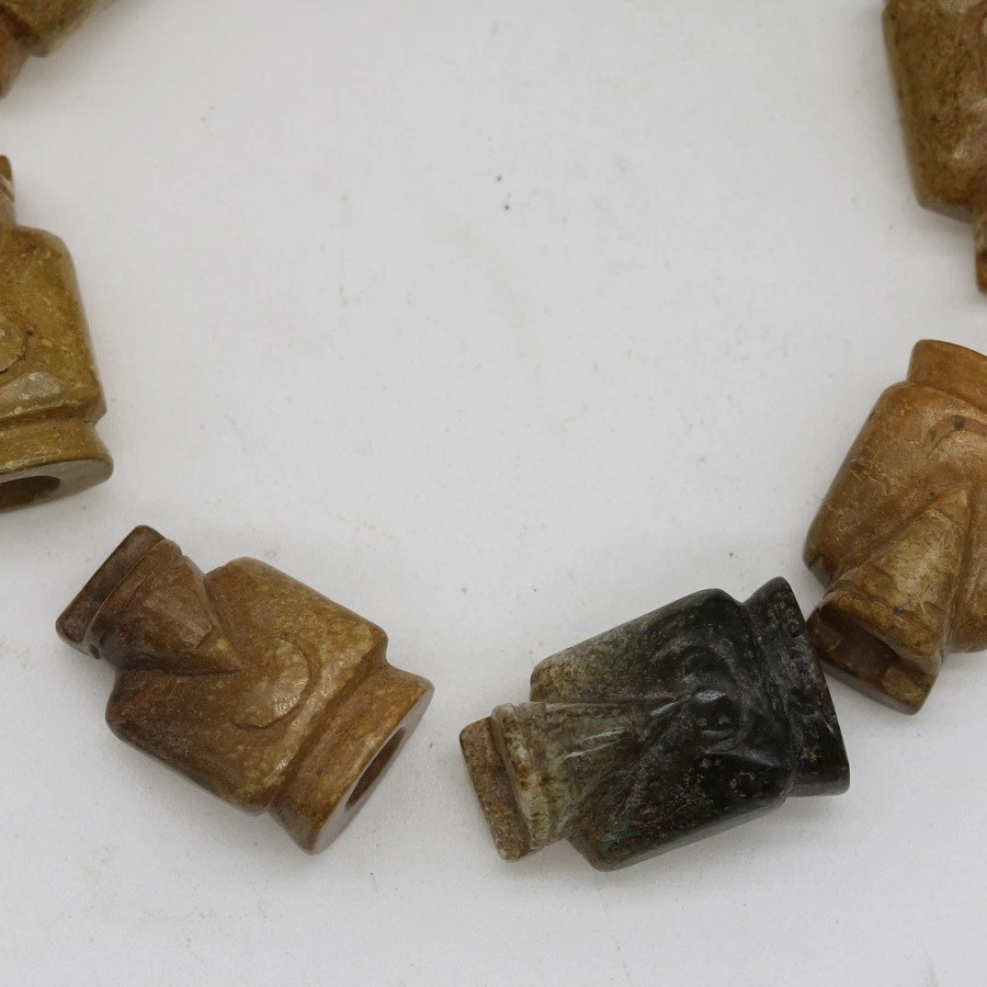 Pulsera de estatuilla china tallada de jade Weng Zhong 8 piezas coleccionada C635 Foto 2 de 3