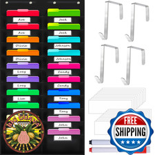 Vantasii Nylon Storage Pocket Chart with 20 Name Tag Pockets, Hanging Wall File