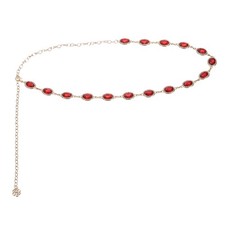 Rhinestone Waist Chain Belts, 43.7" Western Waist Chain Belts, Red
