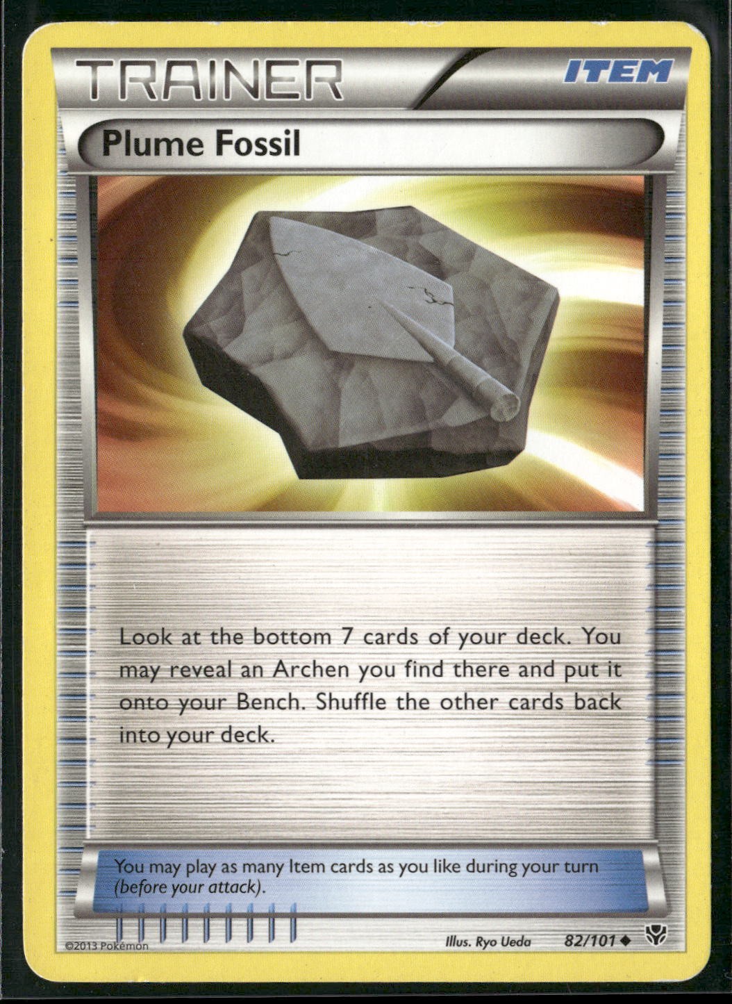 Plume Fossil 82/101 Uncommon Plasma Blast Pokemon Moderately Played
