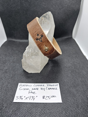 Buffalo Leather Bracelet Gold Tone Toggle Button