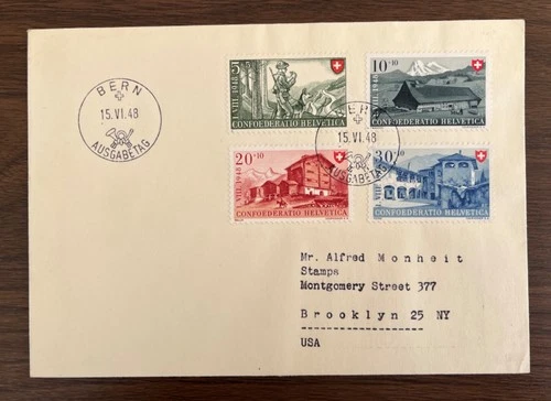 Nice SWITZERLAND 1948  First Day Cover  FDC Sc# B174-177