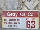 Vintage Getty Oil Co Painted Aluminum Well Lease Field Sign