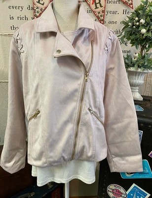 Curations Soft Violet Purple Faux Suede Moto Jacket 2X New Spring Coat