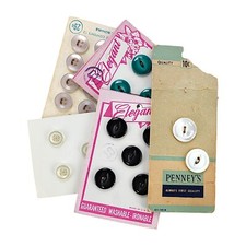 Multicolor Round 2 & 4-Hole Plastic Sewing Buttons On Cards, 27 pcs Vintage