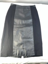 Bebe Black Leather Fabric Paneled Pencil Straight Skirt Vintage Size XS