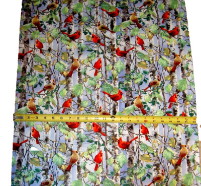Cardinal Cardinals on Birch CD3198 Multi Timeless Durable Cotton Fabric