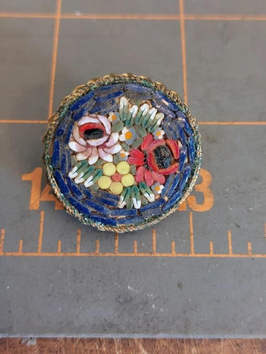 Vintage  Mosaic Flower Floral Pin Costume Jewelry