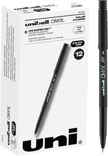Uniball Onyx Roller Ball Pen, Stick, Fine 0.7 Mm, Black Ink, Black Matte Barrel