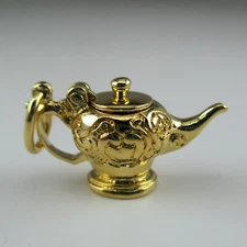 Sterling Silver ALADDIN TEAPOT Charm for Bracelet GOLD VERMEIL Tea Gift PENDANT