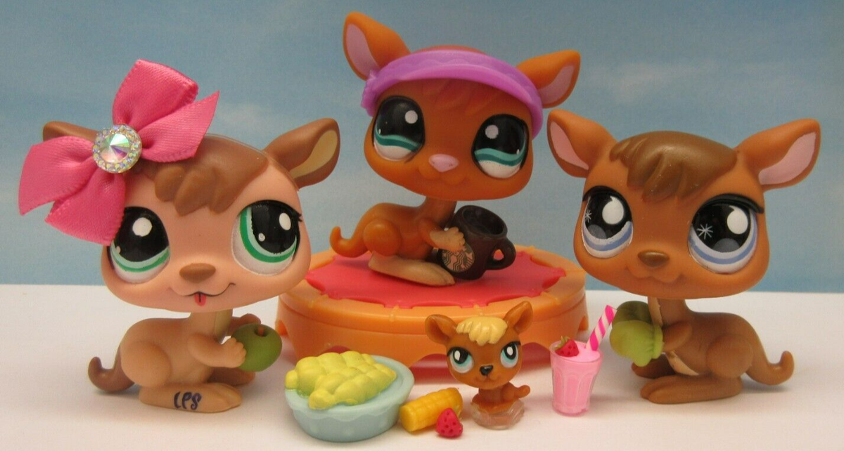 LITTLEST PET SHOP #682 1111 1467 KANGAROO FAMILY MOM TEENSIE BABY