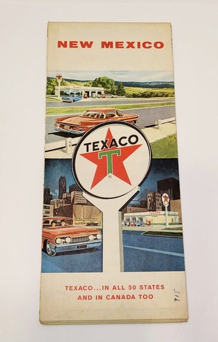 Texaco Map New Mexico Albuquerque Las Cruces Santa Fe 1961 Gas Oil Advertising