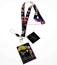 NIGHTMARE BEFORE CHRISTMAS LANYARD JACK SKELLINGTIN ID HOLDER KeyChain Sally