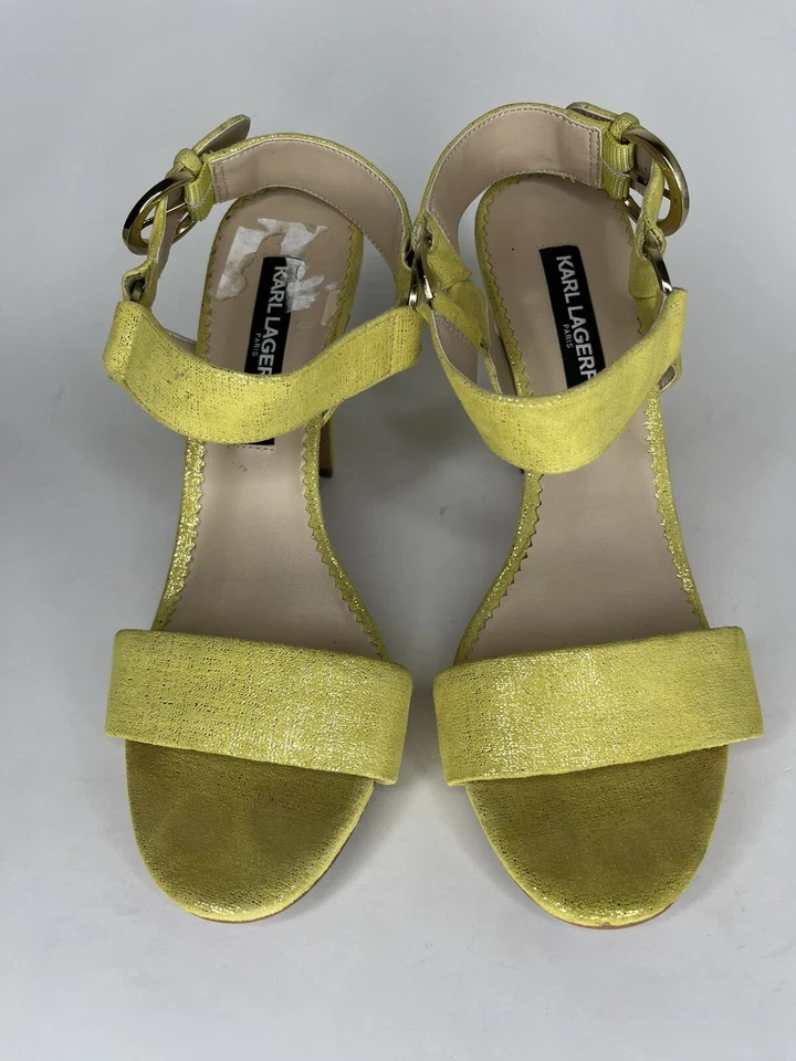 Sandalias de vestir para mujer Karl Lagerfeld Paris Cieone Talla 8M Tacón amarillo Foto 4 de 4