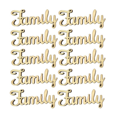 10 Stück ausgeschnittene Holzwörter ''Familie'' Schild Zuhause Hochzeit DIY Dekorationen