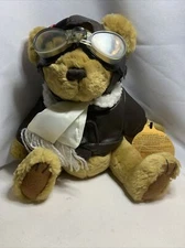 Pickford Bears Brass Button RADAR With Goggles , Tag Stuffed Plush AVIATION VTG