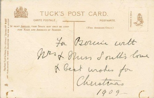 EARLY PRINTED EMBOSSED CHRISTMAS GREETINGS POSTCARD OF ANGELS AND BELLS BY TUCK - Picture 2 of 2