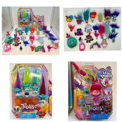 New & Used Dreamworks Trolls Mixed Figure Lot - 25 Figures, 10 Accessories Total