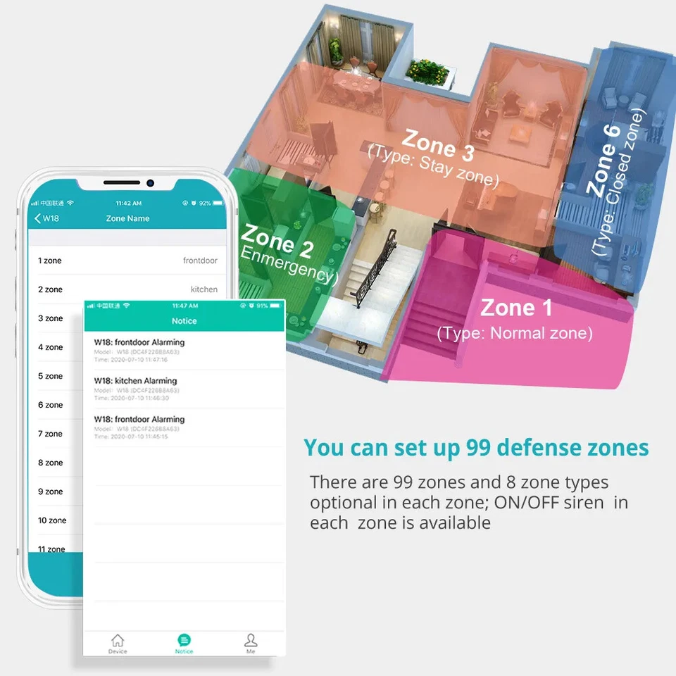 KERUI W181 Home Security Alarm System APP GSM WIFI Motion Sensor Remote Control - Image 4 of 4