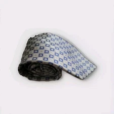 Tasso Elba 100% Silk Mens Neck Tie  Gray Geometric Designer Accessories 