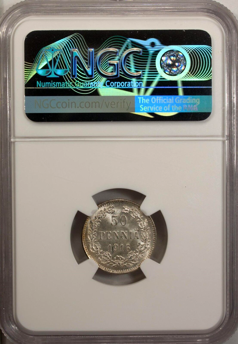 Finland 50 Pennia 1916 S NGC MS 65 UNC Silver | eBay