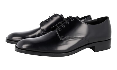 PRADA DERBY DRESS SHOES 2EB194 BLACK LEATHER NEW US 7 EU 40 40,5