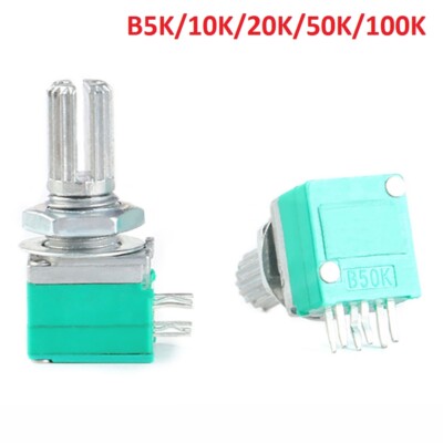 RK097G Linear Stereo Sealed Potentiometer B5K to 100KΩ 6-Pin For Audio ...