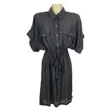 MinkPink Button Up Tie Waist Sheer Dress Women's Size XS Black