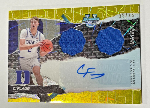Cooper Flagg #PDRA-CF 2024 Bowman Best University Prospect Dual Relic Autograph card