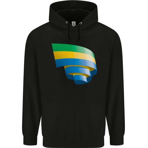 Curled Gabon Flag Gabonese Day Football Childrens Kids Hoodie - Picture 14 of 88