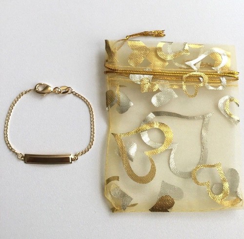 GOLD PLATED BABY ID BRACELET 5.5" LONG/PULSERA CON PLACA BEBE 5.5" LARGO #2 - Picture 3 of 3