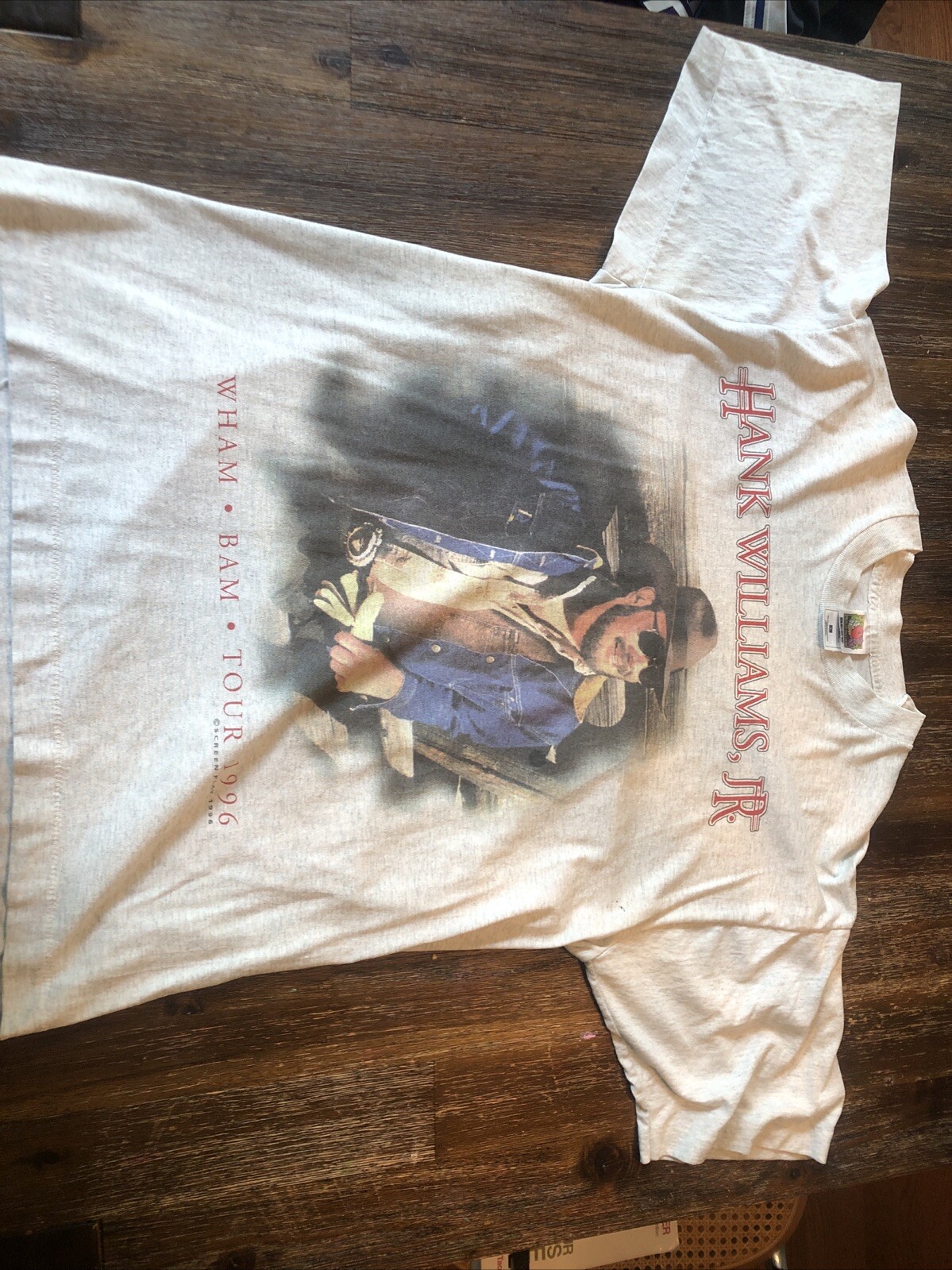 Vintage Hank Williams Jr T Shirt Mens L Wham Bam Tour Fan Club Tee Casual 90's