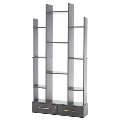 Ivinta Etagere Bookshelf with 12 Open Shelves, Tall Display Rack with 2 Drawers