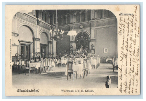 1907 Sala d'Attesa I.U. II classe. Staatsbahnhof Hannover Germania cartolina - Foto 1 di 3