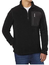 New Men's Hi-Tec 1/4 Zip Fleece Pullover Black Size XXL With 3 Pockets Fast Ship