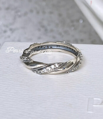 Pandora Ribbon Of Love Clear Cz  Ring In Gift Box 52 Size 6