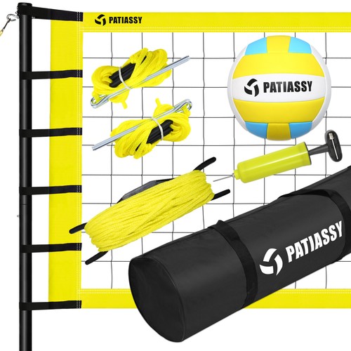 Professional Volleyball Net Set Adjustable Height Portable with Poles